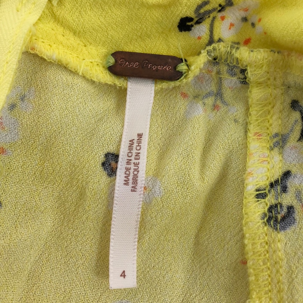 Free People Yellow Floral Tie Front Skort Romper - Picture 5 of 5